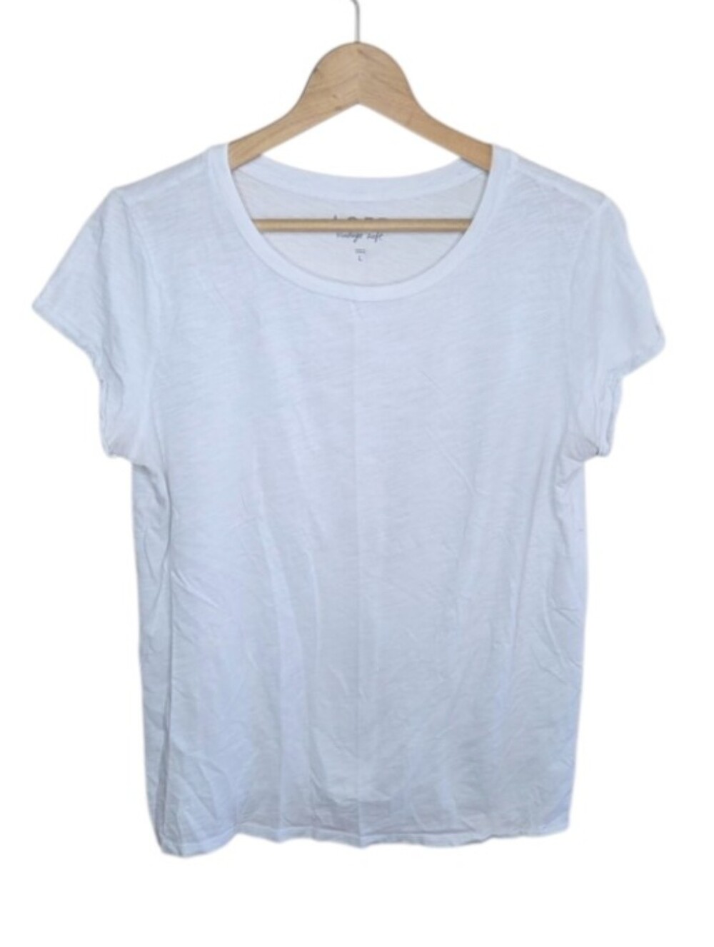 Loft Vintage Soft White Short Sleeve Thin Cuff Tee Size Large Lightweight Basic
